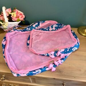 Bow Print Packing Cubes Set Pink Travel Organizer NWOT Cute Preppy